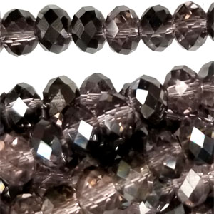 14MM FACETED RONDELLE LIGHT AMETHYST / HEMATITE